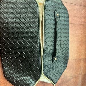 Black Woven Leather Women’s Travel Bag